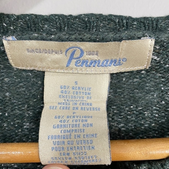 Vintage Penmans Women's Button Front Green Floral Cardigan Size Small - Picture 2 of 9